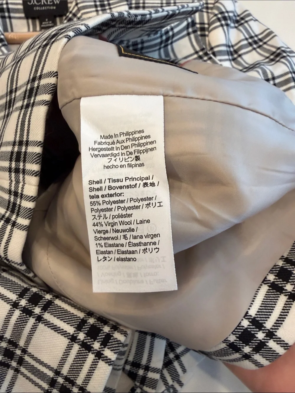 J. Crew Collection Black & White Plaid Tailored Blazer